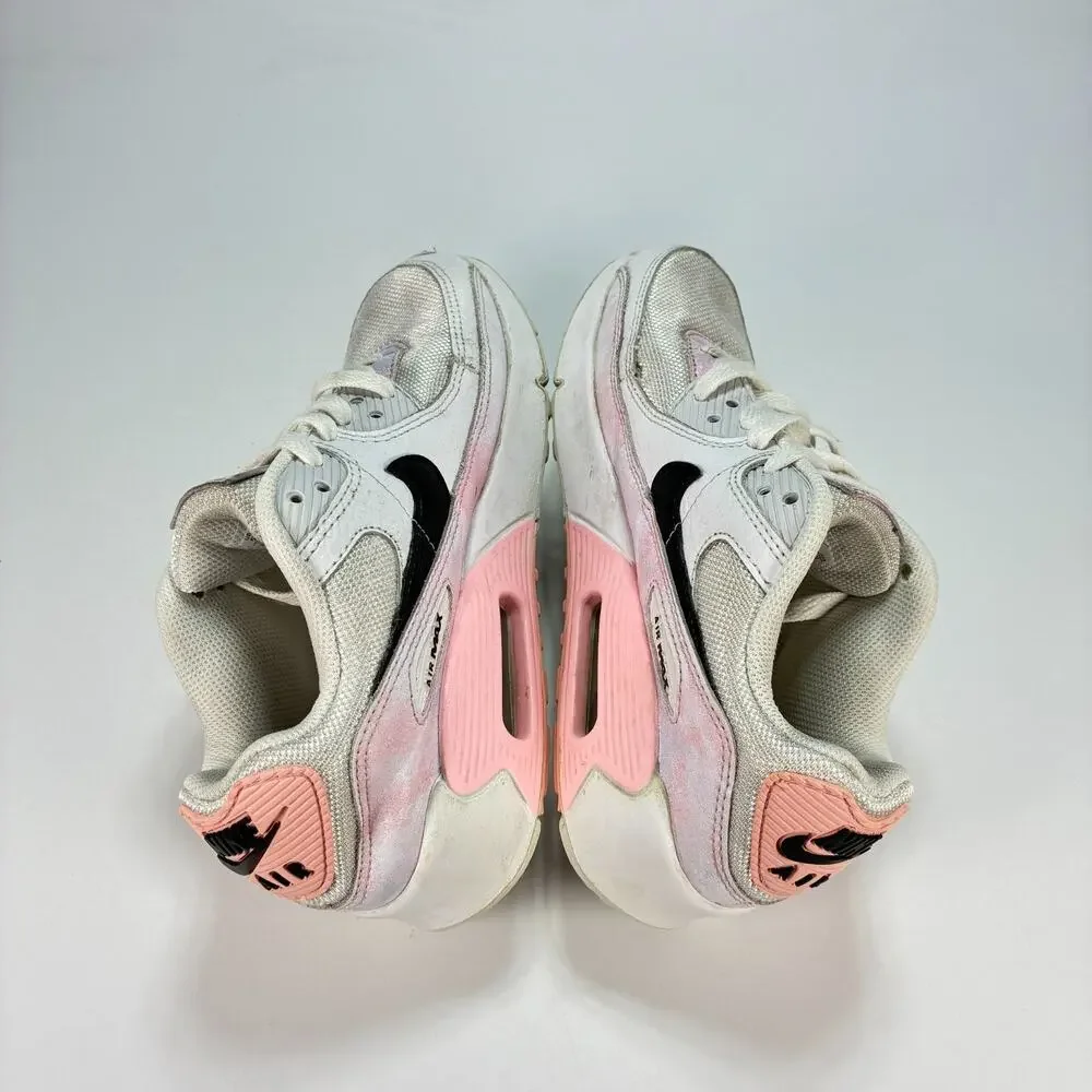 Nike Air Max 90 White Pink Tie Dye Casual Sneakers Shoes DM3110-100 Youth Sz 5Y